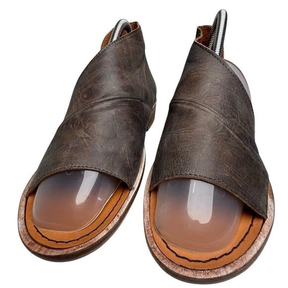 Free People Mont Blanc Gray Leather SlipOn D’Orsay Sandal Sz 8.5 39 Boho Chic EC - Picture 9 of 16